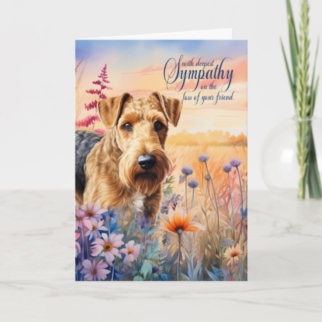Tarjeta Simpatía Airedale Terrier Dog Wildflower Meadow (Anverso)