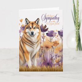 Tarjeta Simpatía Akita Perro Purple Wildflower Meadow