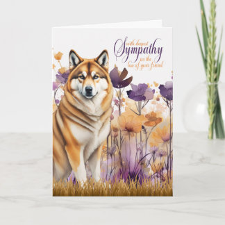 Tarjeta Simpatía Akita Perro Purple Wildflower Meadow