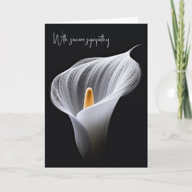 Tarjeta Simpatía Calla Blanca Lily En Negro (Anverso)