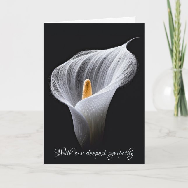Tarjeta Simpatía Calla Blanca Lily En Negro (Anverso)