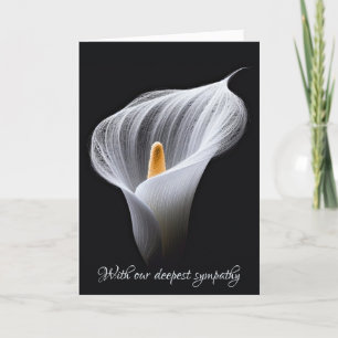 Tarjeta Simpatía Calla Blanca Lily En Negro