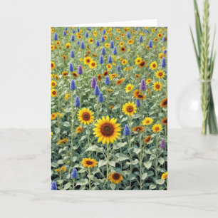 Tarjeta Simpatía Campo girasol y flor silvestre