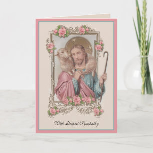 Tarjeta Simpatía Católica Condolencias Jesús Buen Pastor