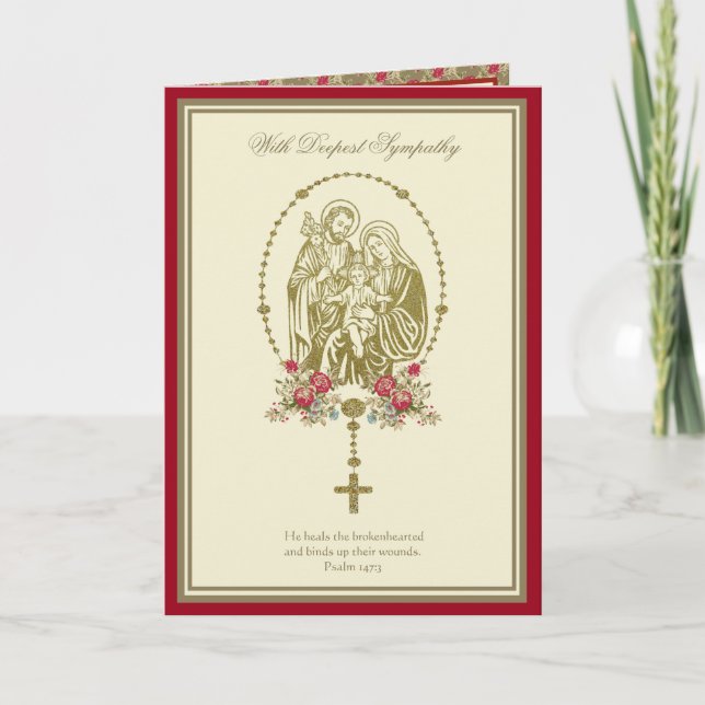 Tarjeta Simpatía católica Sagrada Familia Escritura Oració (Anverso)