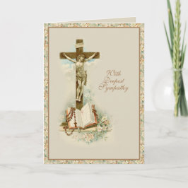 Tarjeta Simpatía católica tradicional Condolencia crucifij