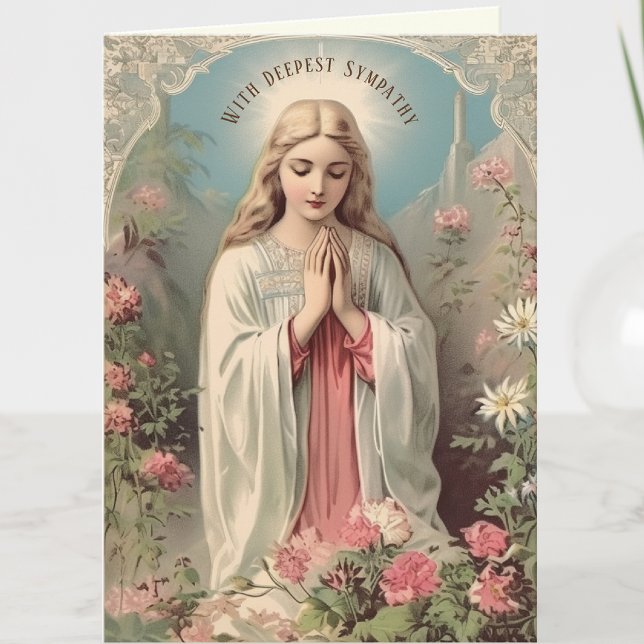 Tarjeta Simpatía católica Virgen María Escritura (Discover solace in our vintage Blessed Mother Sympathy Card. )