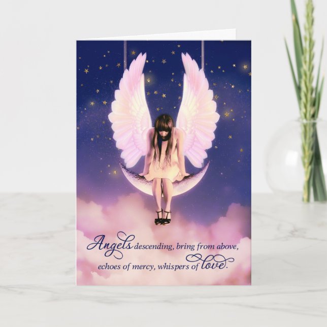Tarjeta Simpatía cristiana de ángel femenino con las escri (Anverso)