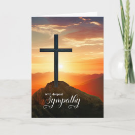 Tarjeta Simpatía Cristiana Puesta de Sol Cruz Sobre las Mo
