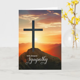 Tarjeta Simpatía Cristiana Puesta de Sol Cruz Sobre las Mo