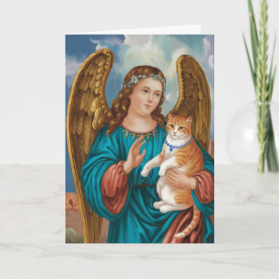 Tarjeta Simpatía de Ángel y Gato Atigrado Naranja