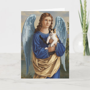 Tarjeta Simpatía de ángel y gato calicó 