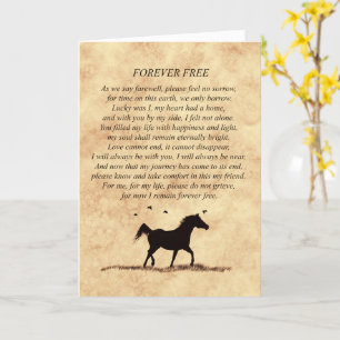 Tarjeta Simpatía de caballo Hermoso poema sobre el pergami