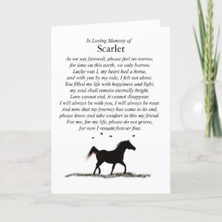 Tarjeta Simpatía de caballo Nombre personalizado Poema esp