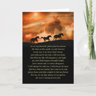 Tarjeta Simpatía de caballo Poema espiritual Memorial