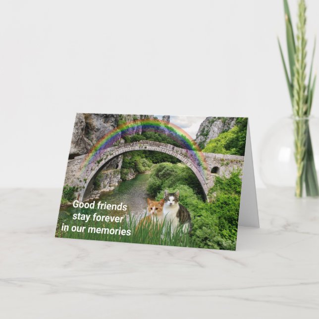 Tarjeta Simpatía de gato / Poema del puente arcoiris (Anverso)