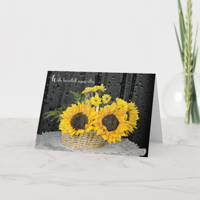 Tarjeta Simpatía de los girasoles con gotas de lluvia (Anverso)
