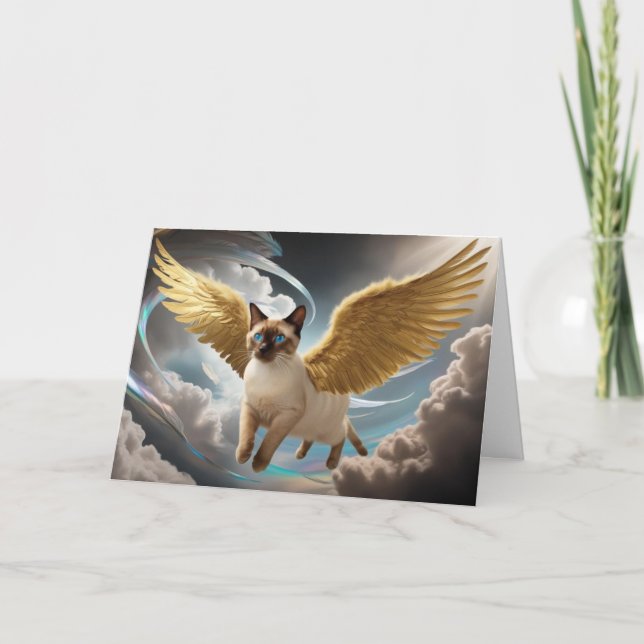 Tarjeta Simpatía del ángel del gato siamés  (Anverso)