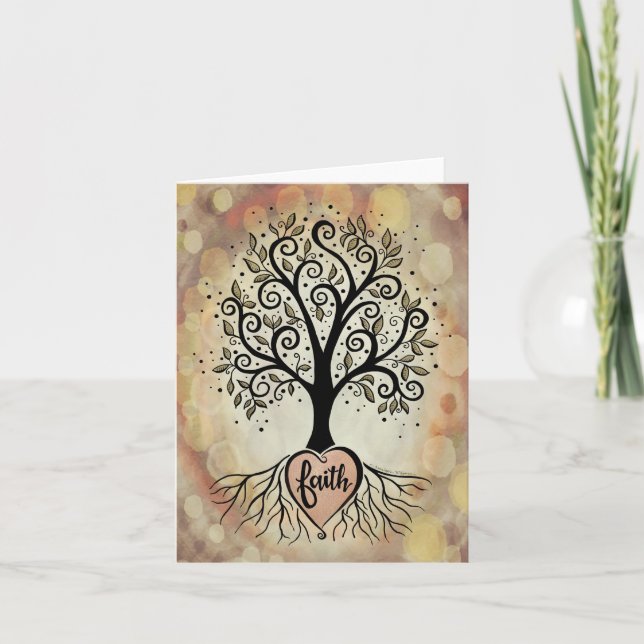Tarjeta Simpatía del árbol de la fe Inspiradora de la boni (Anverso)