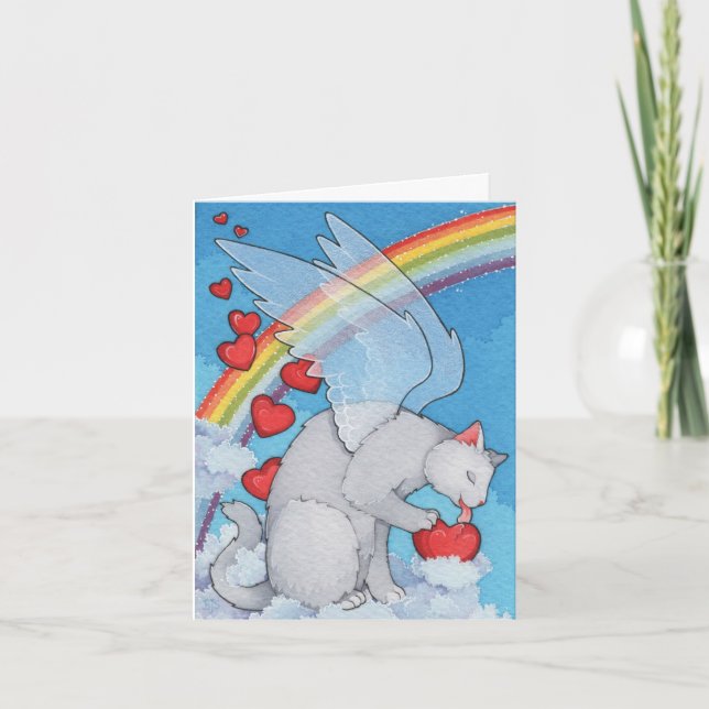 Tarjeta Simpatía del gato del puente del arco iris (Anverso)