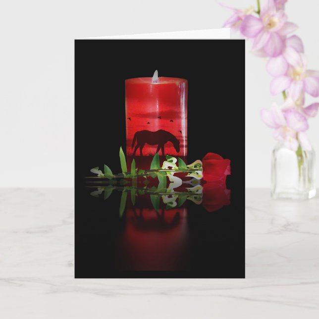 Tarjeta Simpatía ecuestre con velas conmemorativas a la lu (Orquídea)