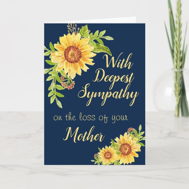 Tarjeta Simpatía Flor Amarillo girasol Madre Azul (Anverso)