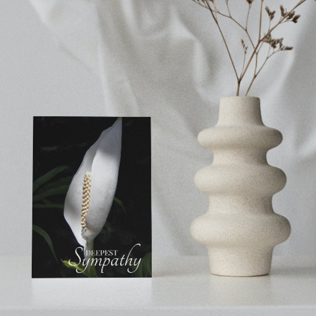 Tarjeta Simpatía floral de la lirio de la paz blanca (In Situ)
