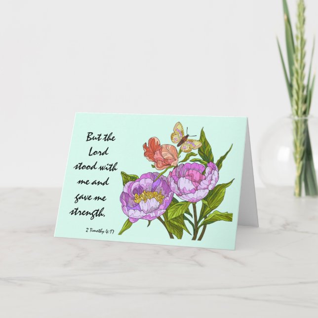 Tarjeta Simpatía floral, escritura versa sobre la fuerza d (Anverso)
