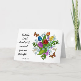 Tarjeta Simpatía floral, escritura versa sobre la fuerza d