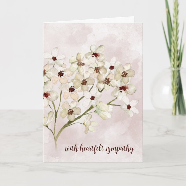 Tarjeta Simpatía floral rosada de Rubor (Anverso)