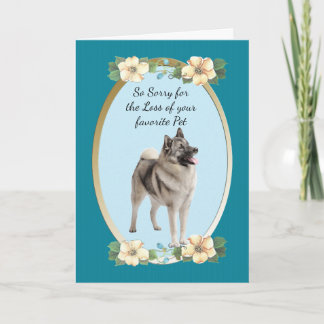 Tarjeta Simpatía floral Verde azulada noruega Elkhound - P
