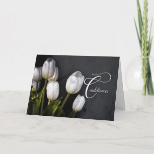 Tarjeta Simpatía francesa: Bouquet de tulipanes blancos co