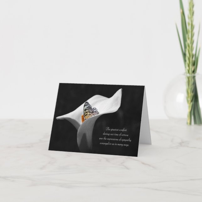 Tarjeta simpatía gracias mariposa en lily (Anverso)