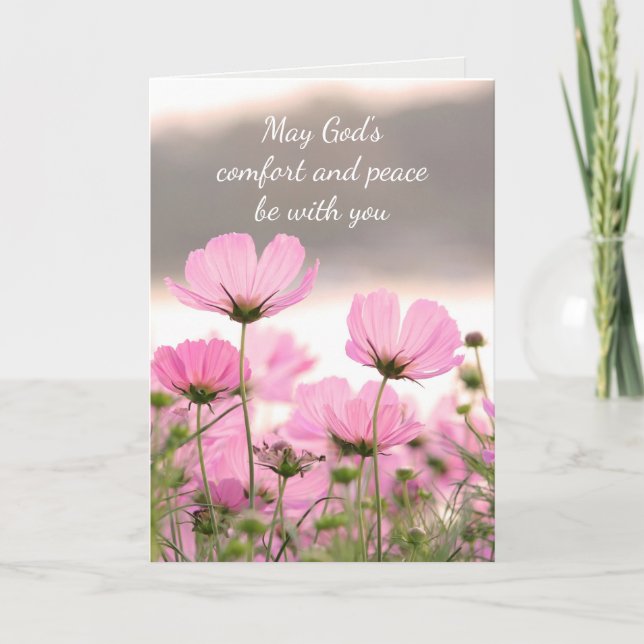 Tarjeta Simpatía hermoso jardín de flores Cosmos (Anverso)