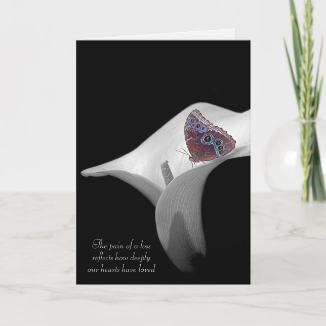 Tarjeta Simpatía mariposa en calla lily (Anverso)