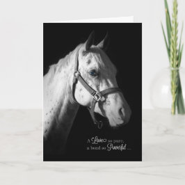 Tarjeta Simpatía mascota - Caballo blanco en negro