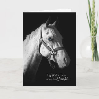 Tarjeta Simpatía mascota - Caballo blanco en negro