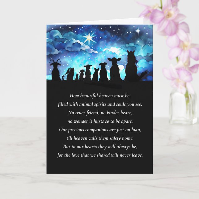 Tarjeta Simpatía mascota con poema espiritual de los anima (Orquídea)