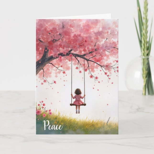 Tarjeta Simpatía Niña Pequeña en la flor del árbol de cere (Anverso)