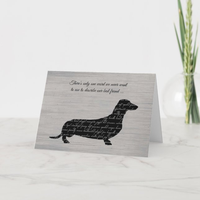 Tarjeta Simpatía, pérdida de perro, colección de palabras  (Anverso)