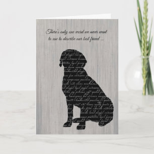 Tarjeta Simpatía, pérdida de perro, colección de palabras