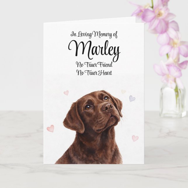 Tarjeta Simpatía Perro Nombre Personalizado Labrador Choco (Orquídea)