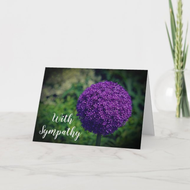 Tarjeta Simpatía personalizada de la flor de aliado púrpur (Anverso)