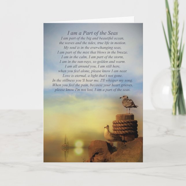 Tarjeta Simpatía por el mar navegando con poema espiritual (Anverso)