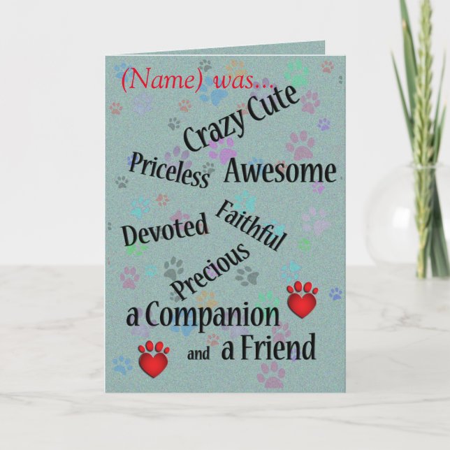 Tarjeta Simpatía por gato o perro (Anverso)