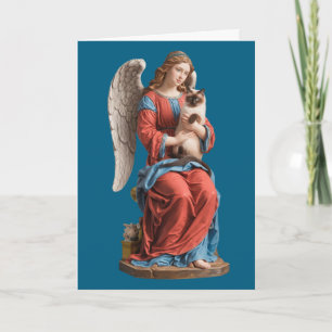 Tarjeta Simpatía por gato siamés y ángel
