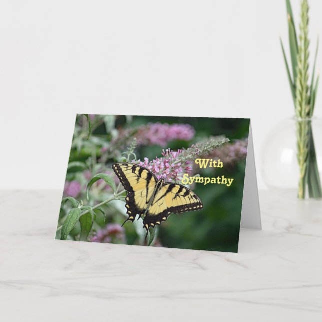 Tarjeta Simpatía por la foto de la mariposa amarilla en Bo (Anverso)