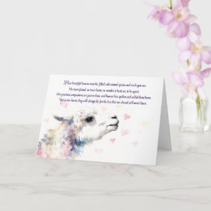 Tarjeta Simpatía por la pérdida de alpaca con un poema esp