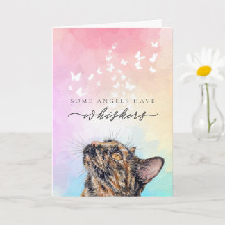 Tarjeta Simpatía por la pérdida de gato Tortie Rainbow Whi