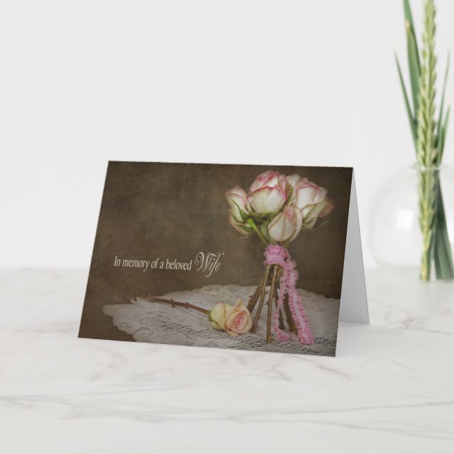Tarjeta Simpatía por la pérdida de la esposa Rose Bouquet (Anverso)